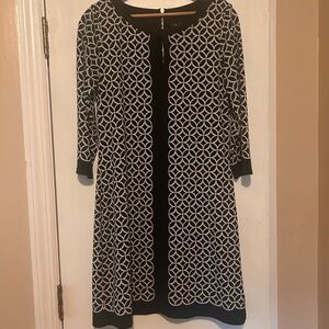 White House Black Market Black and White Circle Pattern Dress